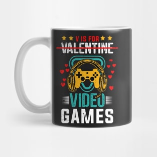 V Is For Video Game - Valentine Day Mug